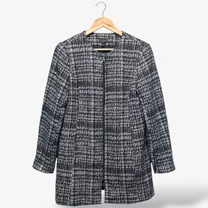 Ann Taylor Factory Blue Tweed Coat Full Zip Jacket Size S